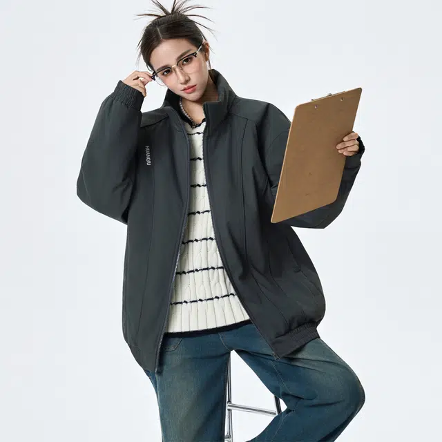 HUANQIU Classic Flame Logo Zip-Up Jacket