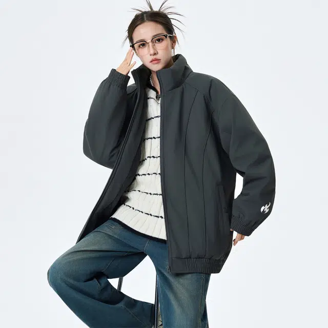 HUANQIU Classic Flame Logo Zip-Up Jacket