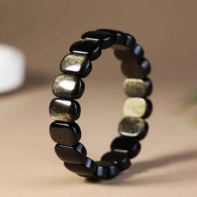 传否 得物爆款「玄石守运」手牌｜立体切割 男生硬核潮搭必备  磨砂哑光质感 得物玩家私藏级配饰天然 黑曜石 玉石手串 男女同款情侣款