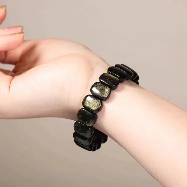 传否 得物爆款「玄石守运」手牌｜立体切割 男生硬核潮搭必备  磨砂哑光质感 得物玩家私藏级配饰天然 黑曜石 玉石手串 男女同款情侣款