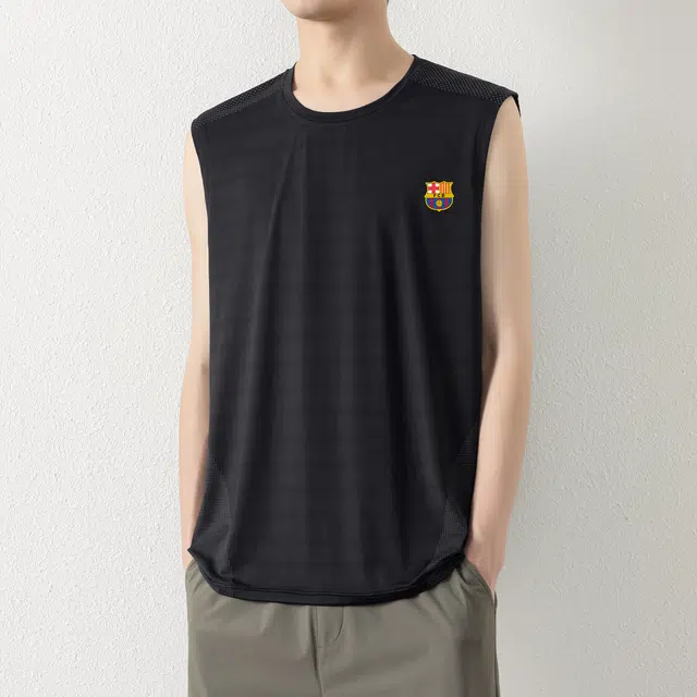巴塞罗那足球俱乐部 夏季速干网眼无袖坎肩宽松跨栏马拉松篮球服美式潮流百搭显肌肉训练衣休闲运动舒适凉感透气背心 男女同款