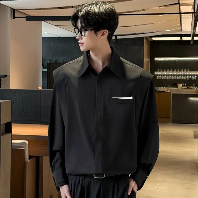 范索米 秋款设计感 韩版拼接帅气百搭长袖衬衫通勤 男女同款