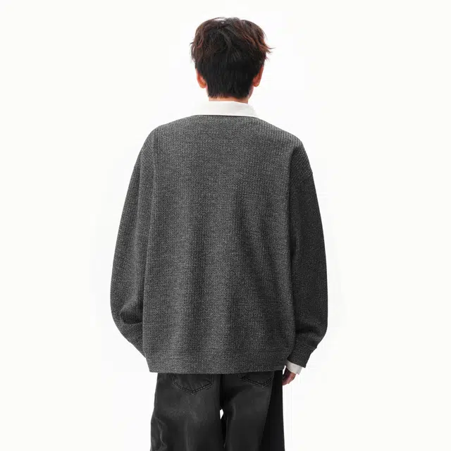 范索米 秋季韩系 设计款假两件时尚百搭衬衫领卫衣 男女同款