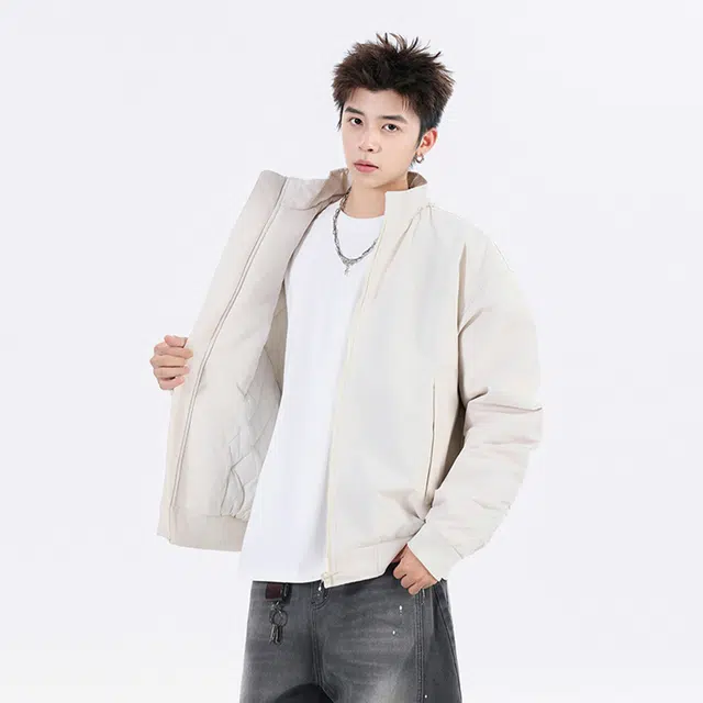 范索米 美式街头简约帅气  加厚防风时尚百搭夹棉夹克外套 男女同款