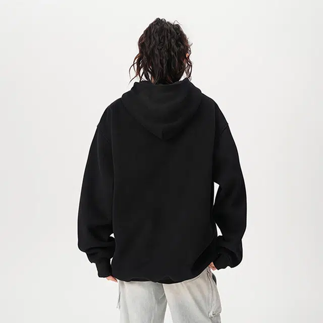 范索米 秋款  刺绣女孩宽松休闲百搭落肩连帽卫衣情侣 男女同款