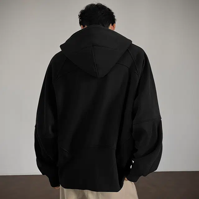 范索米 冬季加绒 美式高街解构拼接时尚保暖连帽宽松卫衣 男女同款