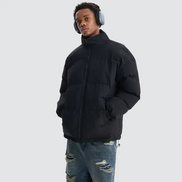 范索米 日系学院风简约纯色基础款休闲日常百搭立领面包服棉服外套情侣 男女同款