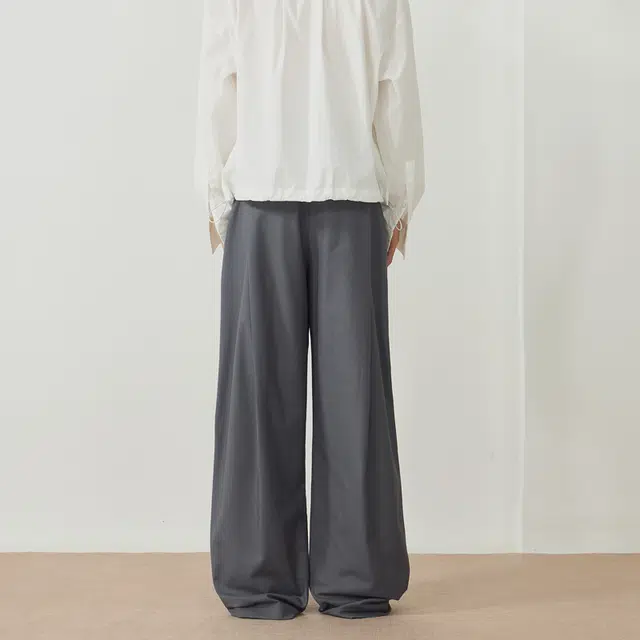 范索米 休闲通勤简约百搭阔腿慵懒显瘦垂感褶皱西裤 男女同款