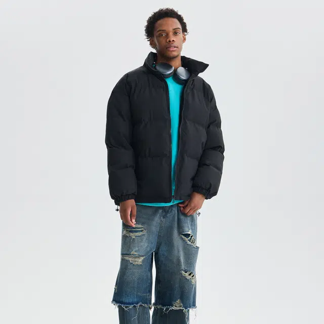 范索米 日系学院风简约纯色基础款休闲日常百搭立领面包服棉服外套情侣 男女同款