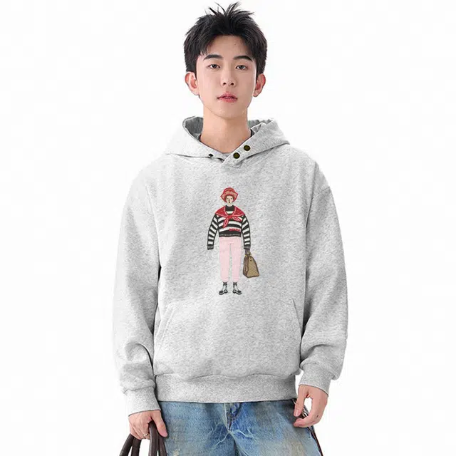 范索米 秋季 创意人像百搭时尚休闲长袖连帽卫衣 男女同款