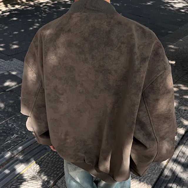 范索米 复古机车街头帅气棒球服夹克皮衣外套 男女同款