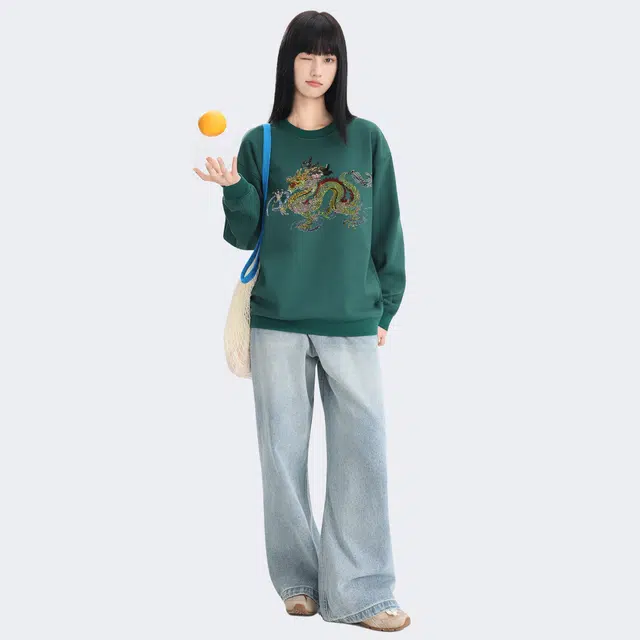 范索米 春秋款 民族风休闲百搭烫钻圆领卫衣 男女同款