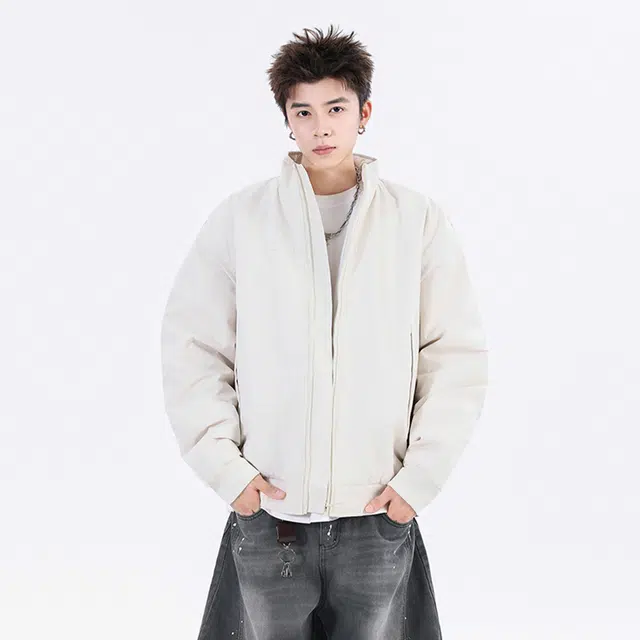 范索米 美式街头简约帅气  加厚防风时尚百搭夹棉夹克外套 男女同款