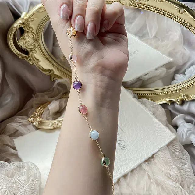 尚仟伊 彩虹 时尚精致森系简约温柔招桃花水逆绝缘体#好运天然 紫水晶 手链 女款