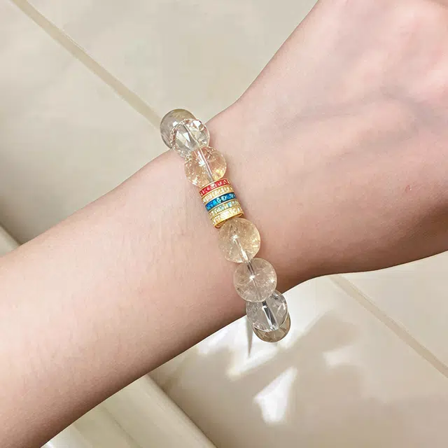 尚仟伊 【水逆退散】招财小霸王新中式招财纳福时来运转五彩转经筒开运上岸经典白搭#好运天然 黄水晶 手串 女款
