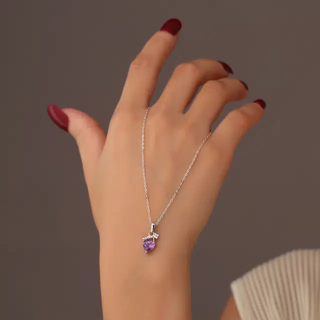 尚仟伊 紫晶锁心项饰紫韵年华系列可爱少女多巴胺梦幻韩版#好运天然 紫水晶 项链 女款