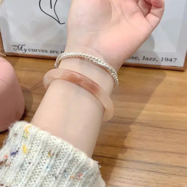尚仟伊 【上上签】桃花酿贵妃镯美人玉 夏日白月光古风汉服旗袍百搭可爱精致爱情转运 甜蜜饰爱#好运天然 金丝玉 玉石手镯 女款