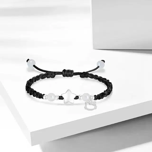 【足银999|招财福猫】 琉堇 璀璨星月情侣手绳 平安喜乐招财纳福新中式国风轻奢简约甜美闺蜜可调节限定礼盒 琉璃 手绳 男女同款情侣款