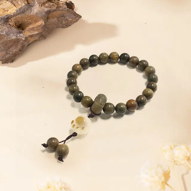 【中国木雕博物馆】 琉堇 招财纳福财源广进猫爪 时来运转小众百搭简约文玩串珠 绿檀 手串 男女同款情侣款