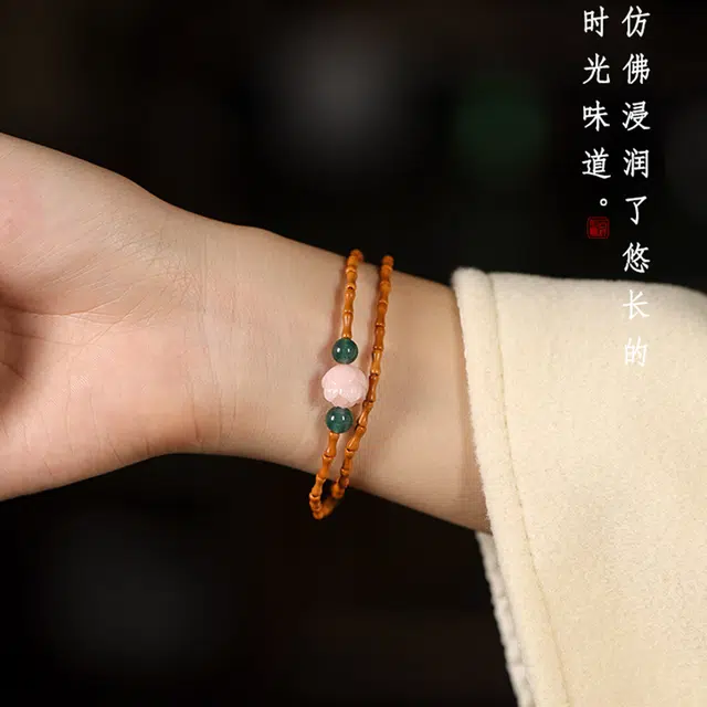 琉堇 幸运女孩好运莲花转运珠 时来运转叠戴佛珠链 清新淡雅小众精美串珠 新年礼盒装#好运 橄榄核 手串 男女同款情侣款
