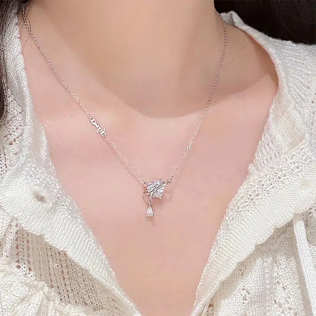 【永恒之心】 琉堇 璀璨之心 爱神之泪甜美闪耀镶嵌爱心之石足银锁骨链 轻奢小众高级感设计精致浪漫柒夕告白礼 锆石 纯银项链 女款