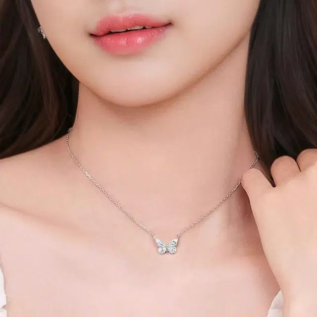 琉堇 优雅蝴蝶结 轻奢高级感锁骨链 甜美百搭精致 小众设计感 合金 项链 女款