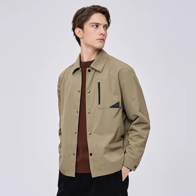 与狼共舞 轻简时尚舒暖细绒轻户外通勤柔顺百搭翻领夹克外套 男款