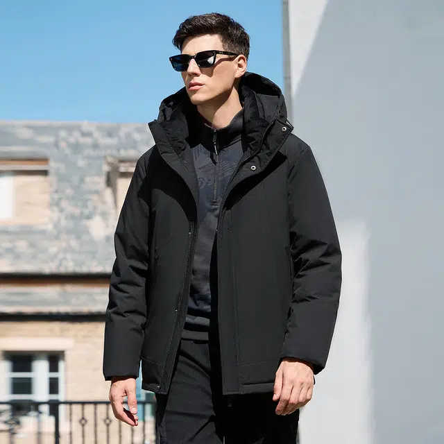 与狼共舞 石墨烯保暖舒适百搭羽绒服 男款 黑色