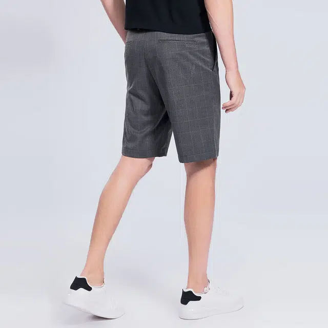 与狼共舞 微弹直筒中腰纯色五分休闲短裤 男款 深灰