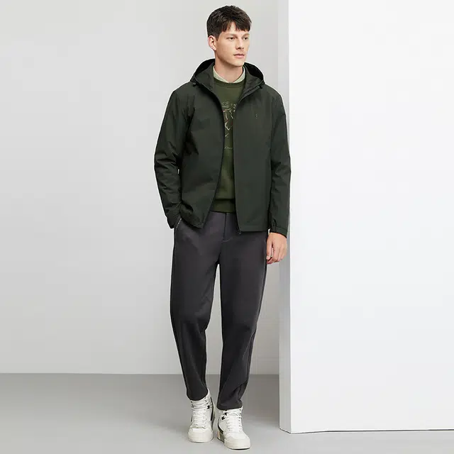 与狼共舞 连帽防风抗皱易打理户外休闲保暖夹克外套 男款