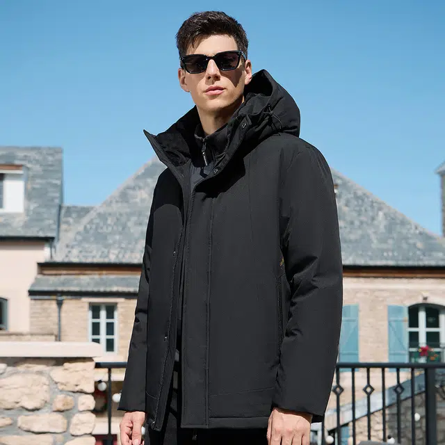 与狼共舞 石墨烯保暖舒适百搭羽绒服 男款 黑色