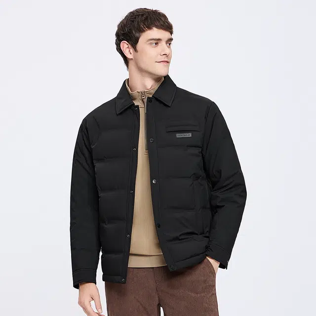 与狼共舞 奢暖鹅绒高充绒石墨烯蓄热高密防水衬衫式轻暖时尚耐磨羽绒服 男款