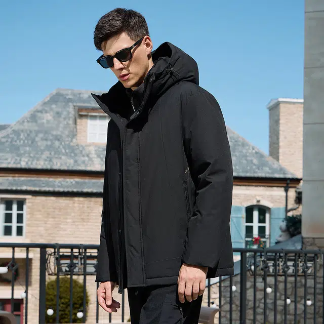 与狼共舞 石墨烯保暖舒适百搭羽绒服 男款 黑色