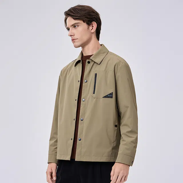 与狼共舞 轻简时尚舒暖细绒轻户外通勤柔顺百搭翻领夹克外套 男款