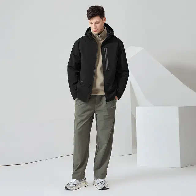 与狼共舞 运动舒适户外休闲保暖加绒连帽夹克外套 男款