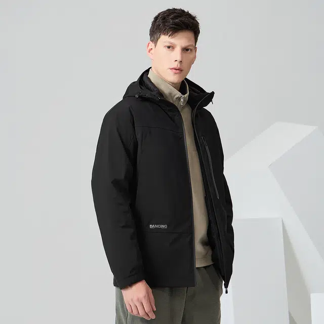 与狼共舞 运动舒适户外休闲保暖加绒连帽夹克外套 男款