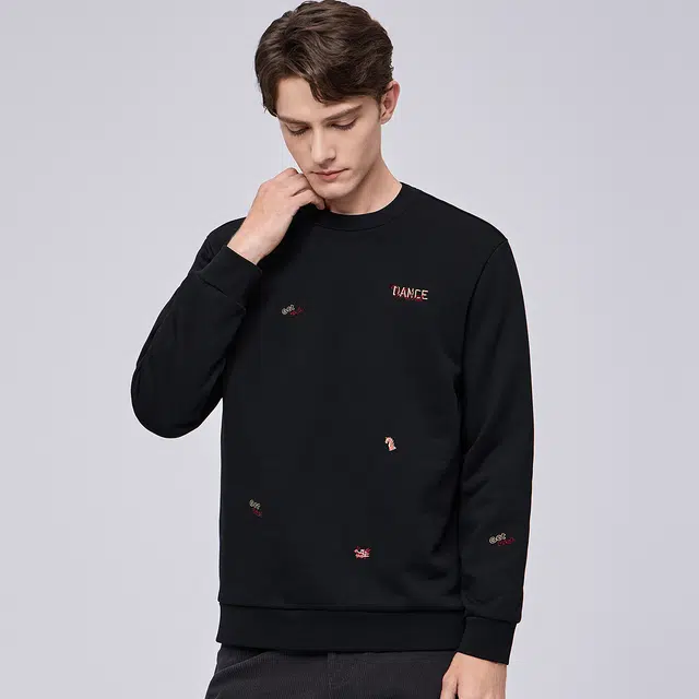 限定年品 与狼共舞 加绒保暖抗菌亲肤柔软云感舒适时尚散点刺绣圆领卫衣 男款