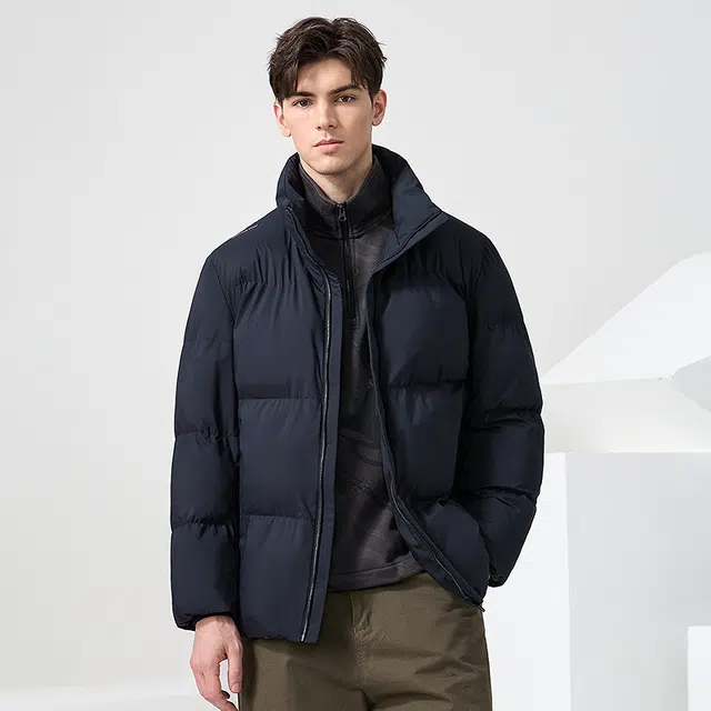与狼共舞 加厚时尚背暖石墨烯立领防风舒暖通勤百搭面包服棉服 男款