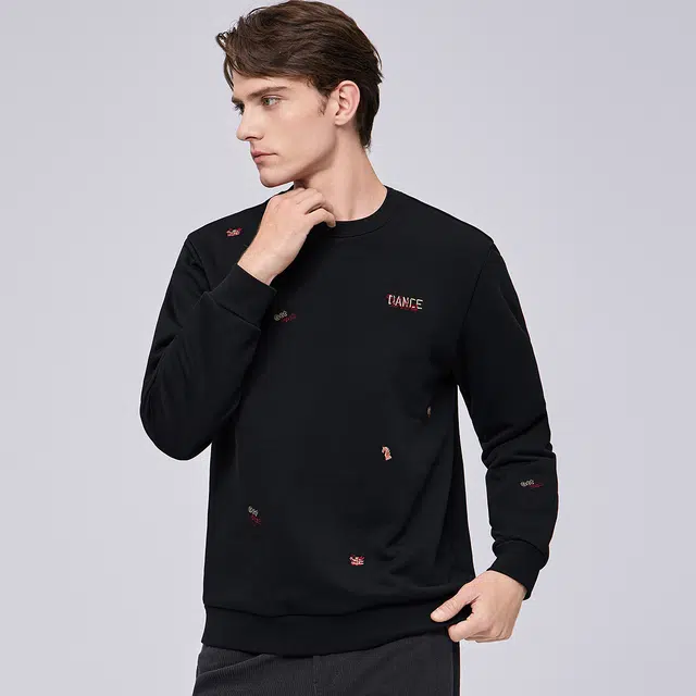 限定年品 与狼共舞 加绒保暖抗菌亲肤柔软云感舒适时尚散点刺绣圆领卫衣 男款