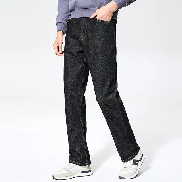 与狼共舞 基础固色微弹亲肤舒适水洗时尚百搭直筒长裤牛仔裤 男款