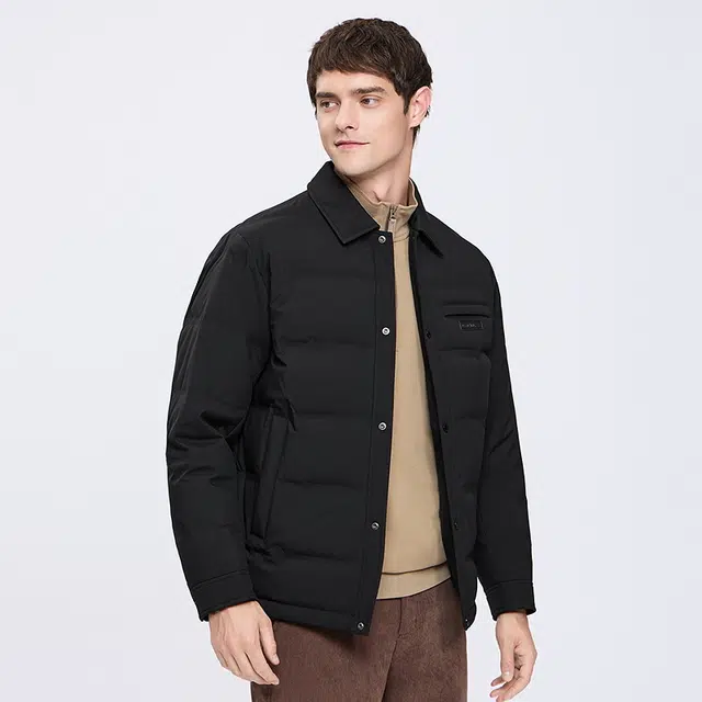 与狼共舞 奢暖鹅绒高充绒石墨烯蓄热高密防水衬衫式轻暖时尚耐磨羽绒服 男款