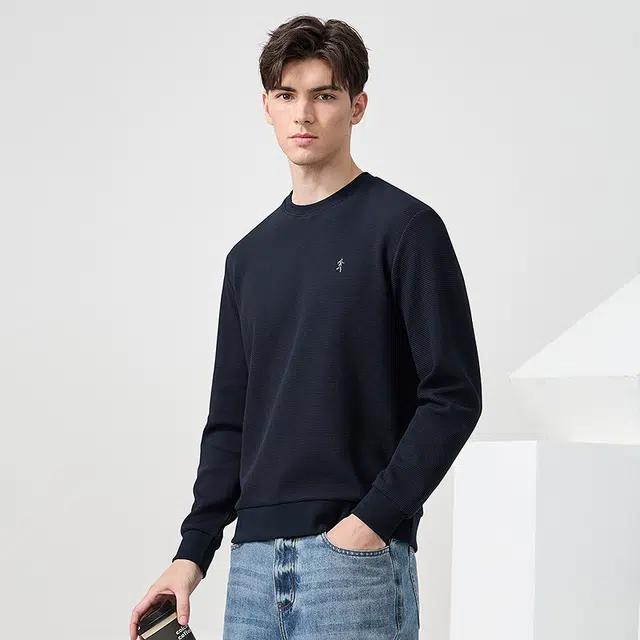 与狼共舞 时尚百搭舒适轻薄华夫格长袖卫衣 男款