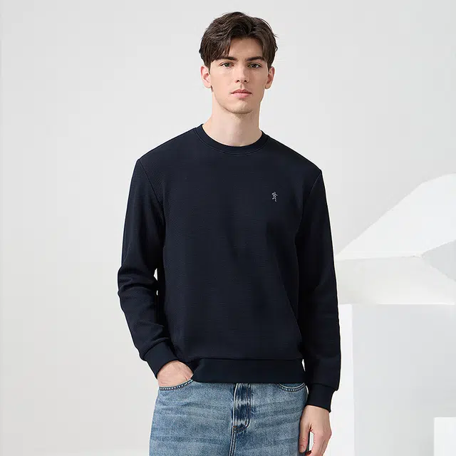 与狼共舞 时尚百搭舒适轻薄华夫格长袖卫衣 男款