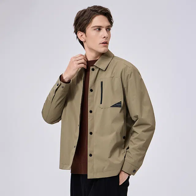 与狼共舞 轻简时尚舒暖细绒轻户外通勤柔顺百搭翻领夹克外套 男款