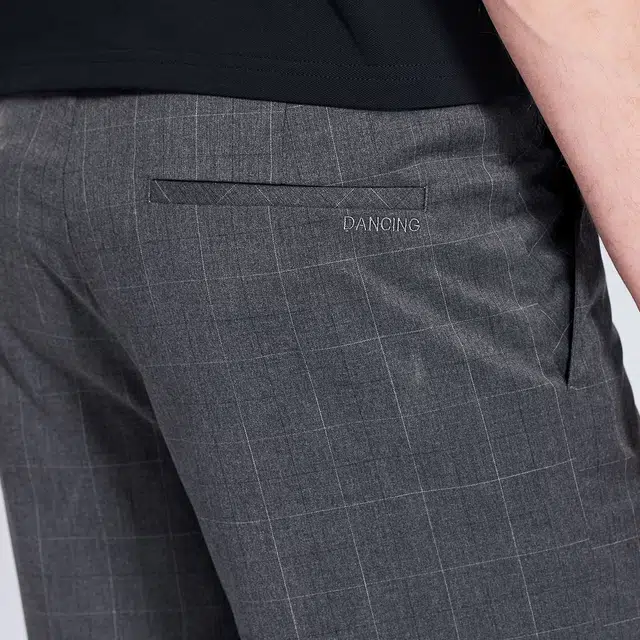 与狼共舞 微弹直筒中腰纯色五分休闲短裤 男款 深灰