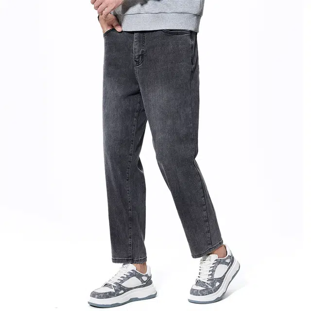 与狼共舞 天丝棉石墨烯舒暖时尚柔软透气水洗休闲通勤百搭九分牛仔裤 男款