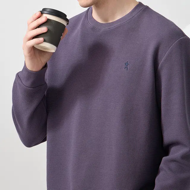 与狼共舞 时尚百搭舒适轻薄华夫格长袖卫衣 男款