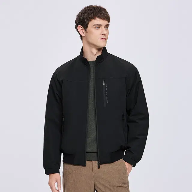 与狼共舞 黑金石墨烯鹅绒内胆强锁温轻暖时尚立领防风舒适垂感挺括夹克外套 男款