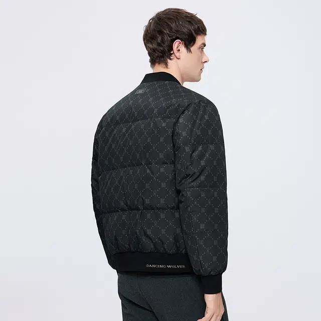 与狼共舞 轻暖时尚复古高街满印蓄热石墨烯高充绒舒适棒球领通勤羽绒服 男款
