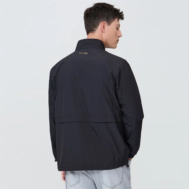 与狼共舞 百搭纯色立领轻薄透气抗紫外线易打理抗皱舒适夹克外套 男款 藏青